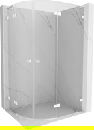 Cabine de douche semi-circulaire Mexen Lunar L pivotante droite 80 x 70 cm, transparent, blanc - 833L-080P-070L-20-00