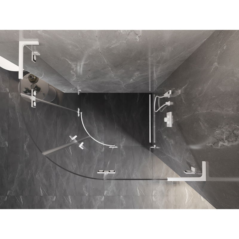 Mexen Lunar L cabine de douche semi-circulaire pivotante droite 100 x 70 cm, transparent, blanche - 833L-100P-070L-20-00