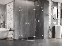 Mexen Lunar L cabine de douche semi-circulaire pivotante droite 100 x 90 cm, transparente, blanche - 833L-100P-090L-20-00