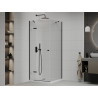 Mexen Roma cabine de douche pivotante 70 x 70 cm, transparente, noire + bac Flat, blanc - 854-070-070-70-00-4010B
