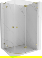 Mexen Lunar L cabine de douche demi-circulaire ouvrante droite 90 x 70 cm, transparent, or brossé - 833L-090P-070L-55-00