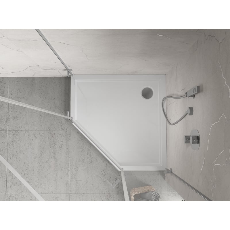 Mexen Flow+ receveur de douche pentagonal 100 x 100 cm, blanc brillant - 46P101010H