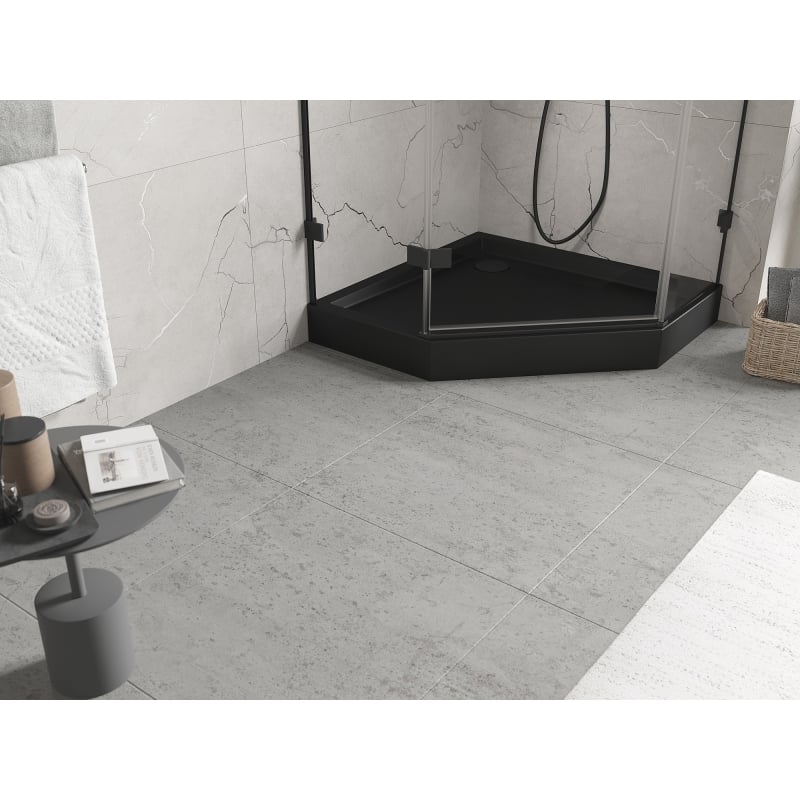 Mexen Flow+ receveur de douche pentagonal 80 x 80 cm, noir mat - 46P708080H