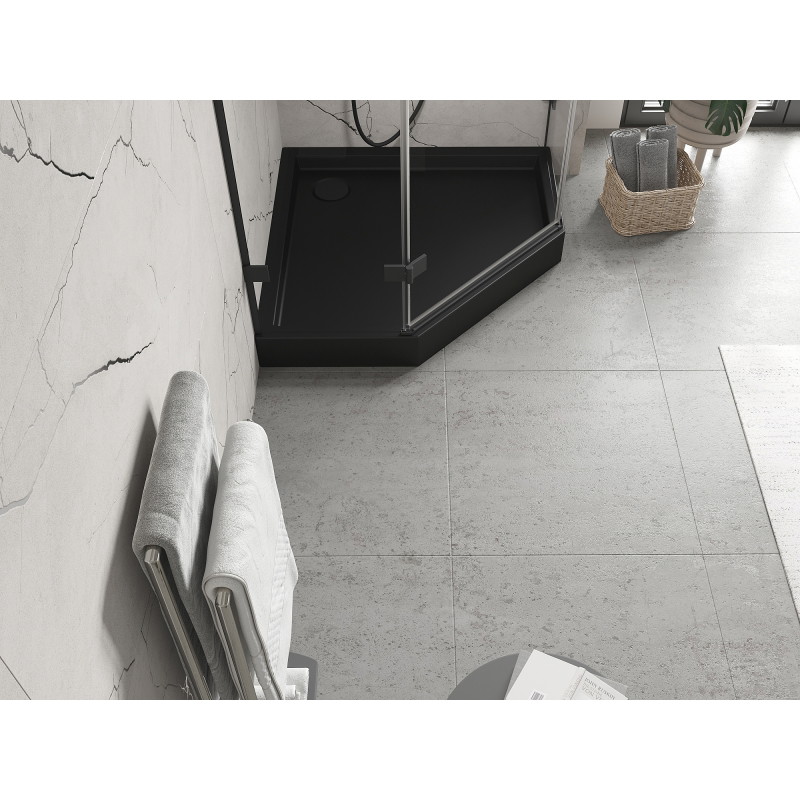Mexen Flow+ receveur de douche pentagonal 90 x 90 cm, noir mat - 46P709090H