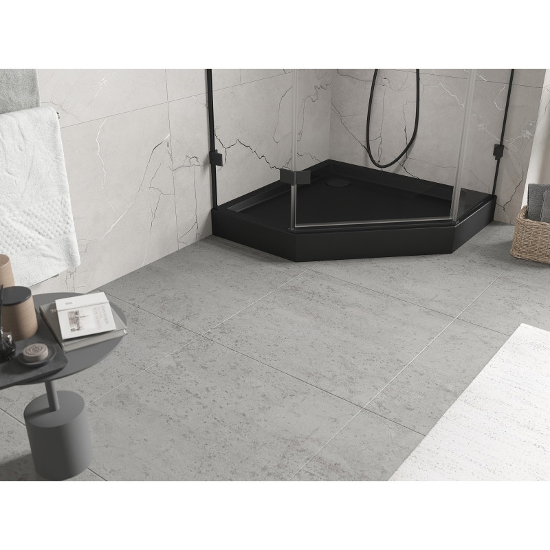 Mexen Flow+ receveur de douche pentagonal 90 x 90 cm, noir mat - 46P709090H