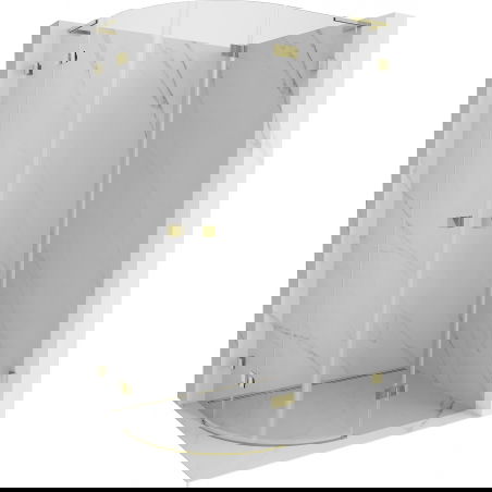 Mexen Lunar L cabine de douche semi-circulaire pivotante à droite 100 x 70 cm, transparent, or brossé - 833L-100P-070L-55-00
