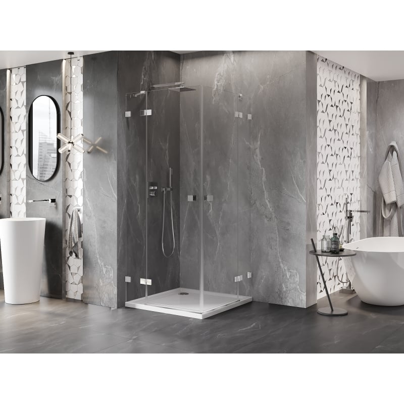 Mexen Lunar Duo cabine de douche pivotante 80 x 80 cm, transparent, chrome - 834-080L-080P-01-00