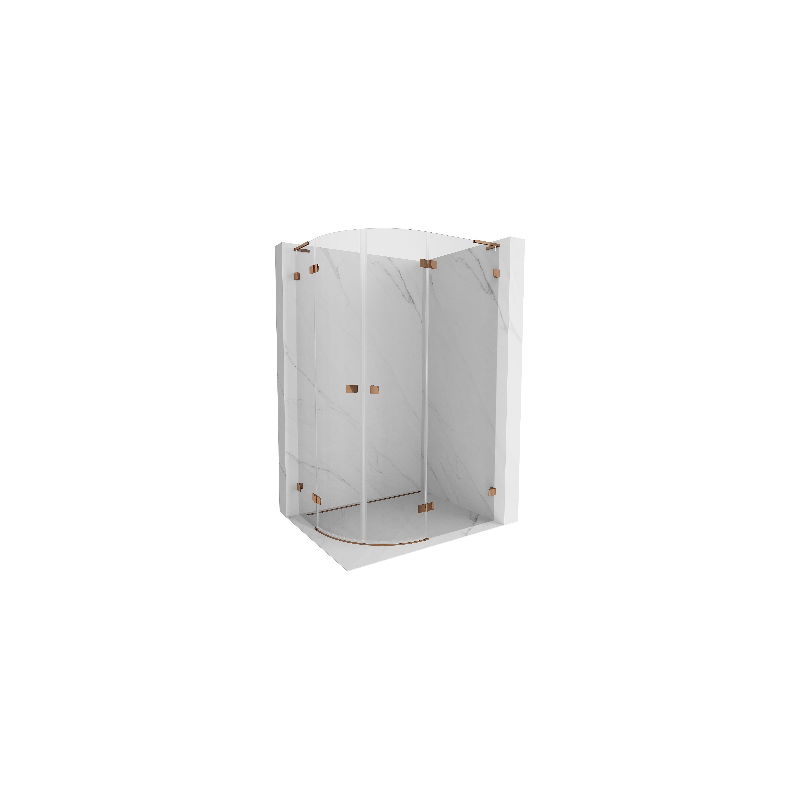 Mexen Lunar L cabine de douche demi-circulaire pivotante droite 80 x 70 cm, transparent, or rose - 833L-080P-070L-60-00