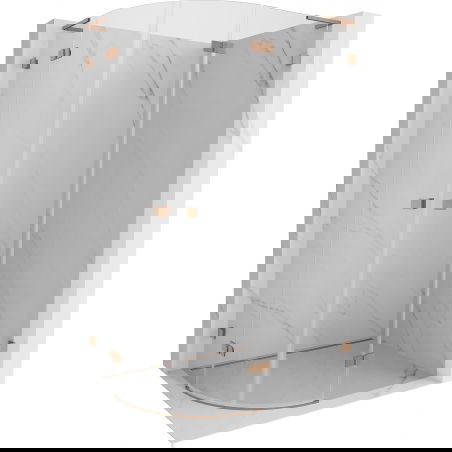 Mexen Lunar L cabine de douche demi-circulaire pivotante droite 100 x 80 cm, transparent, cuivre brossé - 833L-100P-080L-65-00