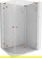 Mexen Lunar L cabine de douche semi-circulaire pivotante droite 100 x 80 cm, transparent, cuivre brossé - 833L-100P-080L-65-00