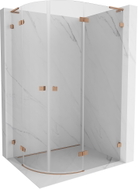 Mexen Lunar L cabine de douche semi-circulaire pivotante à droite 100 x 90 cm, transparent, cuivre brossé