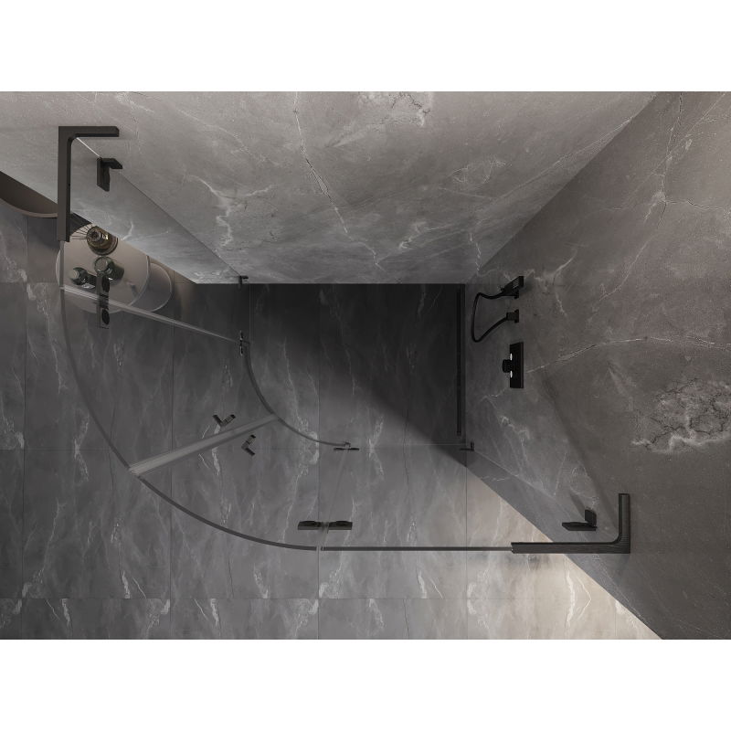 Mexen Lunar L cabine de douche semi-circulaire pivotante droite 100 x 70 cm, transparent, gris pistolet brossé