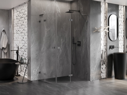 Mexen Lunar L cabine de douche quart de cercle pivotante droite 100 x 90 cm, transparent, gris canon brossé