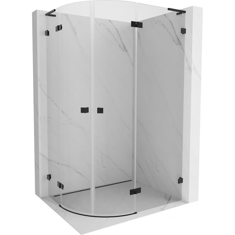 Mexen Lunar L cabine de douche demi-circulaire pivotante droite 100 x 80 cm, transparent, noir - 833L-100P-080L-70-00