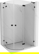Mexen Lunar L cabine de douche demi-circulaire pivotante droite 100 x 80 cm, transparent, noir - 833L-100P-080L-70-00