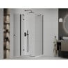 Mexen Roma cabine de douche à battant 80 x 80 cm, transparent, noir + receveur de douche Flat, blanc - 854-080-080-70-00-4010B