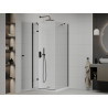 Mexen Roma cabine de douche pivotante 80 x 80 cm, transparente, noire + receveur Flat, blanc - 854-080-080-70-00-4010B