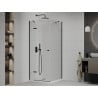 Mexen Roma cabine de douche à battant 80 x 80 cm, transparent, noir + receveur de douche Flat, blanc - 854-080-080-70-00-4010B