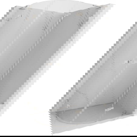 Mexen Lunar L cabine de douche semi-circulaire pivotante à droite 100 x 70 cm, transparente, nickel brossé