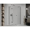 Mexen Roma cabine de douche pivotante 80 x 110 cm, transparent, noir + receveur Flat, blanc - 854-080-110-70-00-4010B