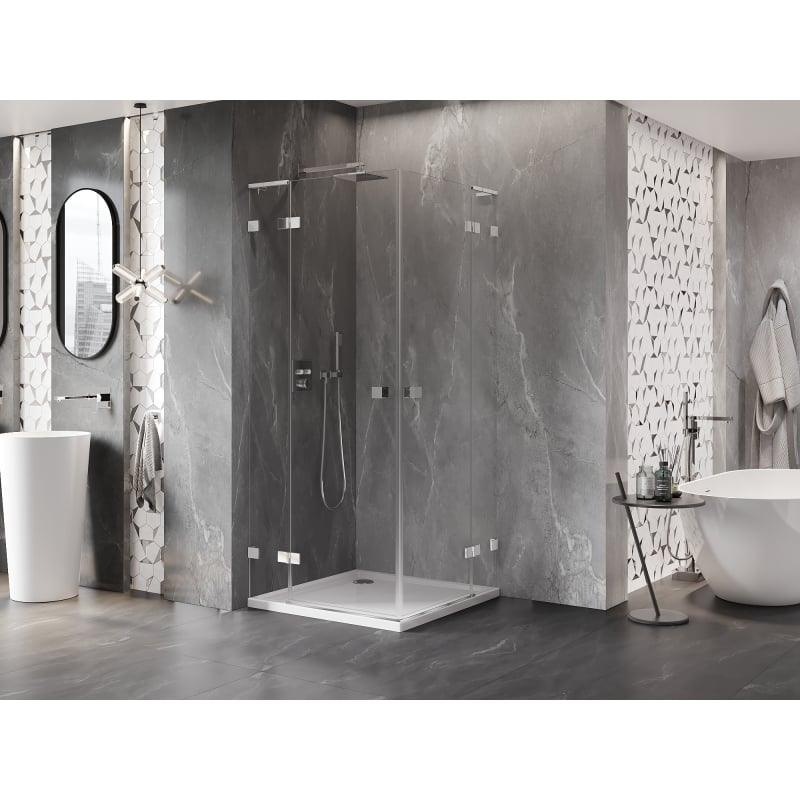 Mexen Lunar L Duo cabine de douche pivotante 80 x 80 cm, transparent, chrome - 834L-080L-080P-01-00