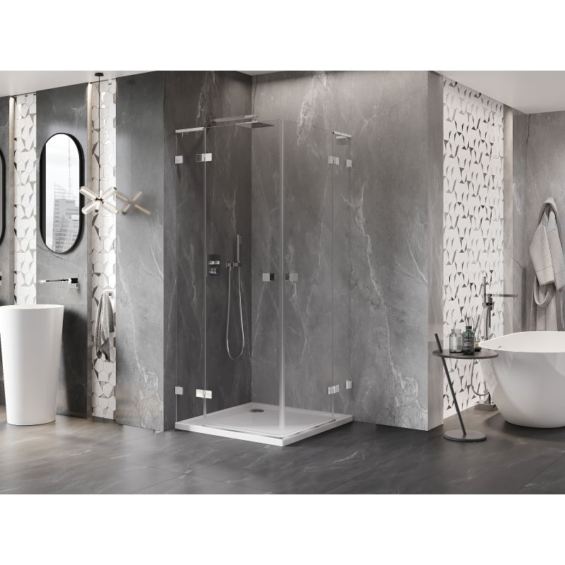 Mexen Lunar L Duo cabine de douche pivotante 85 x 85 cm, transparent, chrome - 834L-085L-085P-01-00