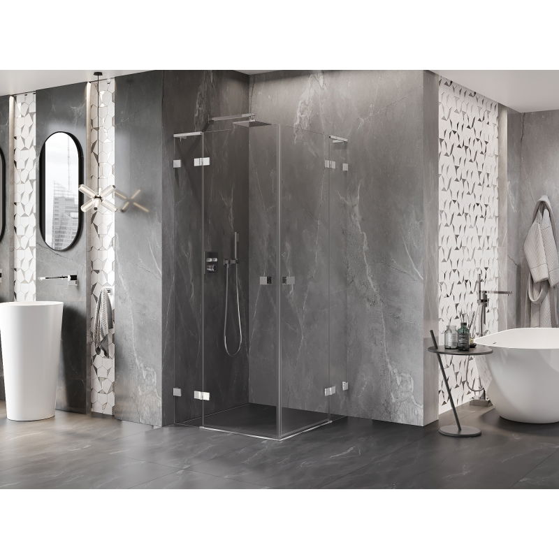 Mexen Lunar L Duo cabine de douche pivotante 85 x 85 cm, transparent, chrome - 834L-085L-085P-01-00