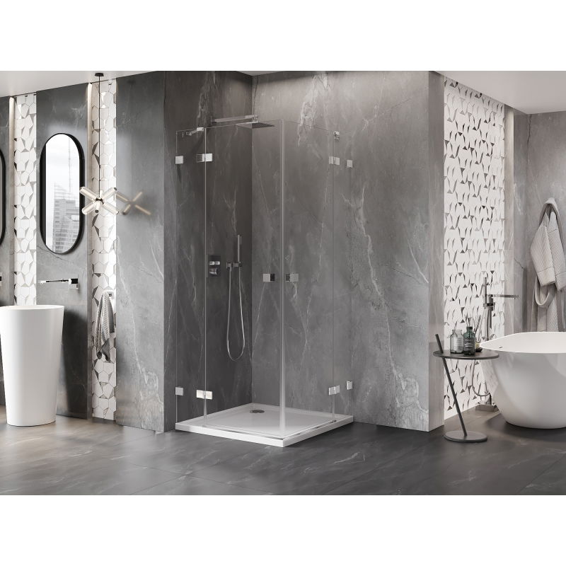 Mexen Lunar Duo cabine de douche pivotante 115 x 115 cm, transparent, chrome - 834-115L-115P-01-00