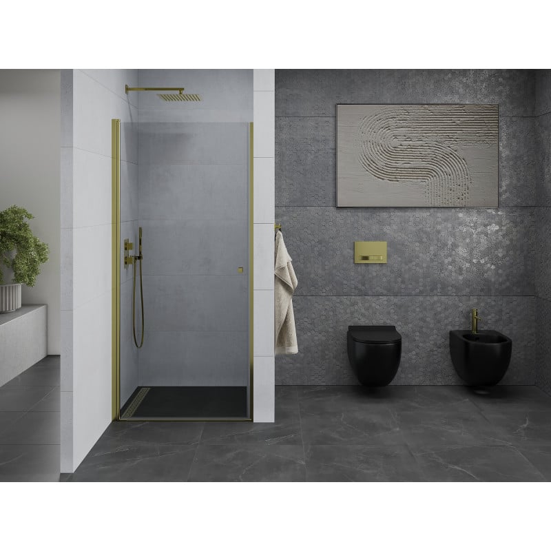 Mexen Pretoria porte de douche pivotante 80 cm, transparent, dorée - 852-080-000-50-00
