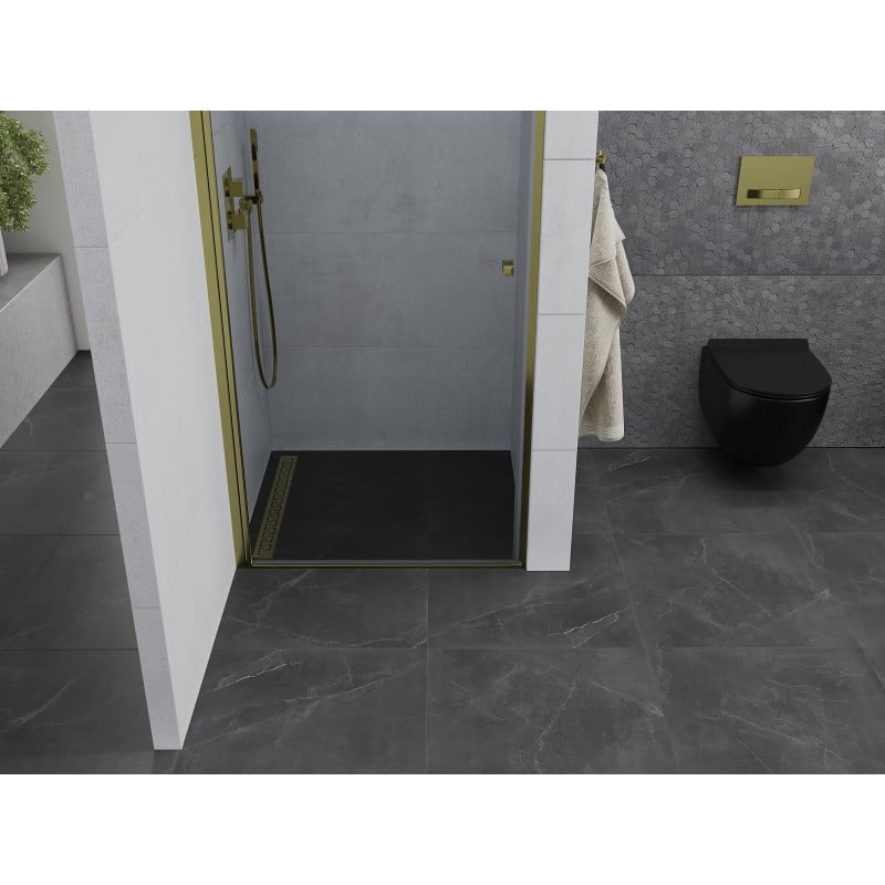 Mexen Pretoria porte de douche pivotante 80 cm, transparent, dorée - 852-080-000-50-00