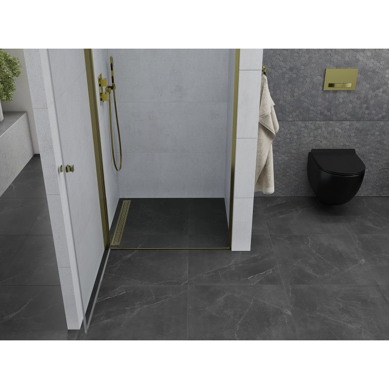 Mexen Pretoria porte de douche pivotante 80 cm, transparent, dorée - 852-080-000-50-00