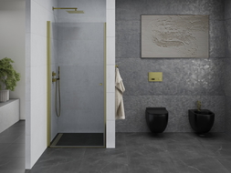 Mexen Pretoria porte de douche pivotante 90 cm, transparent, dorée - 852-090-000-50-00