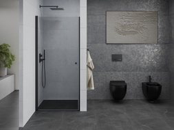 Mexen Pretoria porte de douche pivotante 80 cm, transparente, noire - 852-080-000-70-00