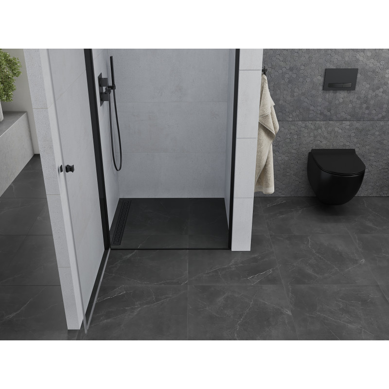 Mexen Pretoria porte de douche pivotante 90 cm, transparent, noir - 852-090-000-70-00
