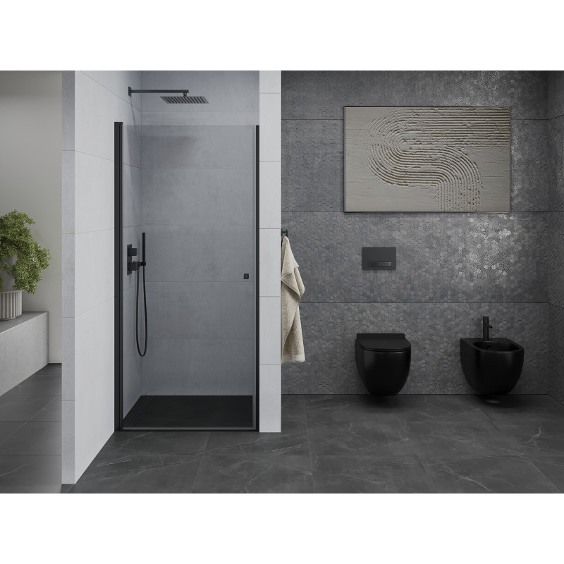 Mexen Pretoria porte de douche pivotante 90 cm, transparent, noir - 852-090-000-70-00