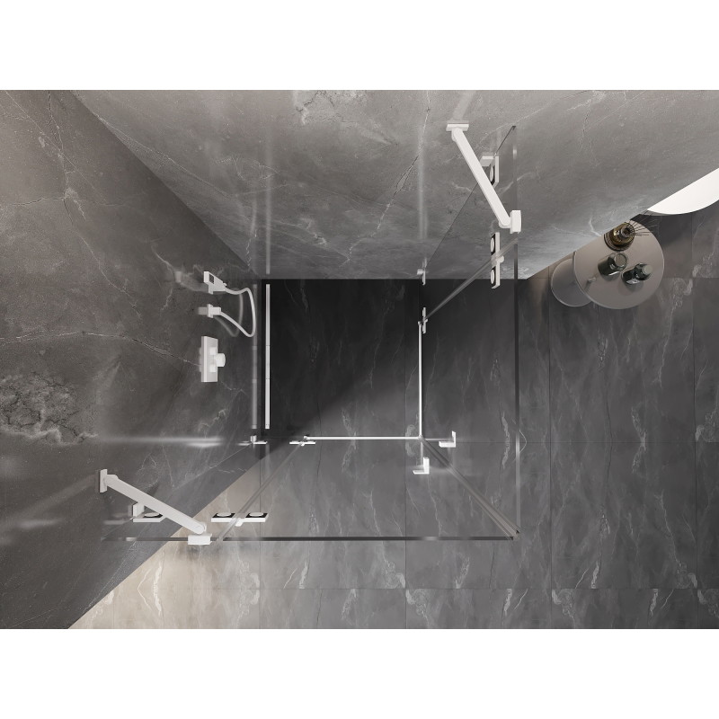 Mexen Lunar Duo cabine de douche pivotante 80 x 80 cm, transparent, blanc - 834-080L-080P-20-00