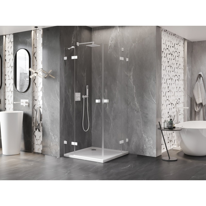Mexen Lunar Duo cabine de douche pivotante 85 x 85 cm, transparent, blanc - 834-085L-085P-20-00