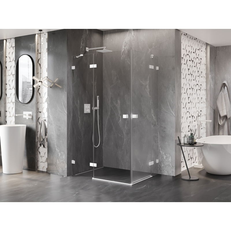 Mexen Lunar Duo cabine de douche pivotante gauche 95 x 80 cm, transparent, blanc - 834-095L-080P-20-00