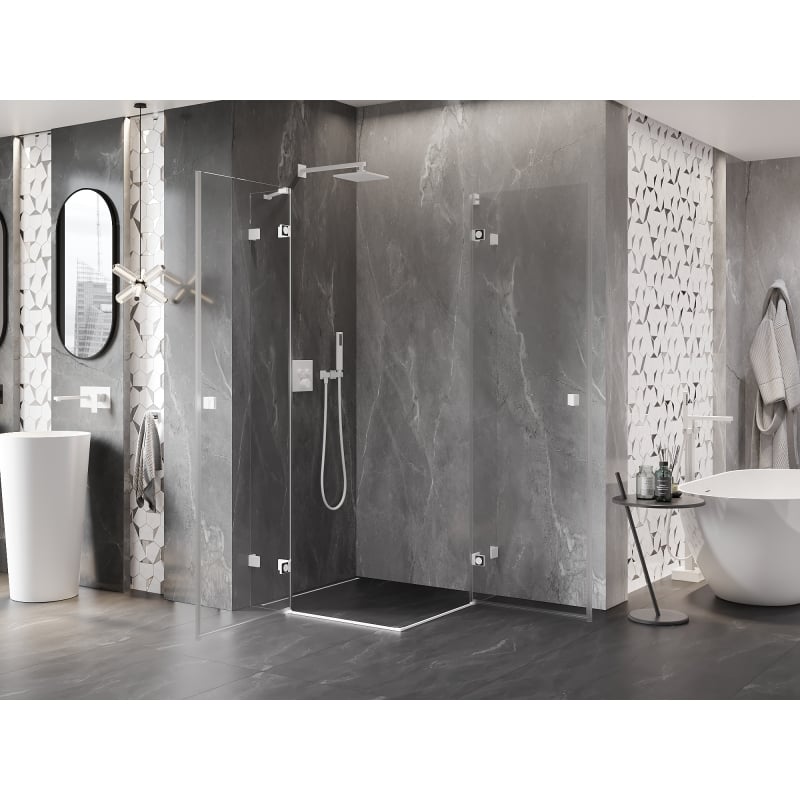 Mexen Lunar Duo cabine de douche pivotante 95 x 95 cm, transparente, blanche - 834-095L-095P-20-00