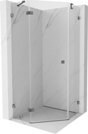 Mexen Lunar cabine de douche pentagonale pivotante gauche 80 x 80 cm, transparent, gun metal - 831-080L-080P-95-00-L