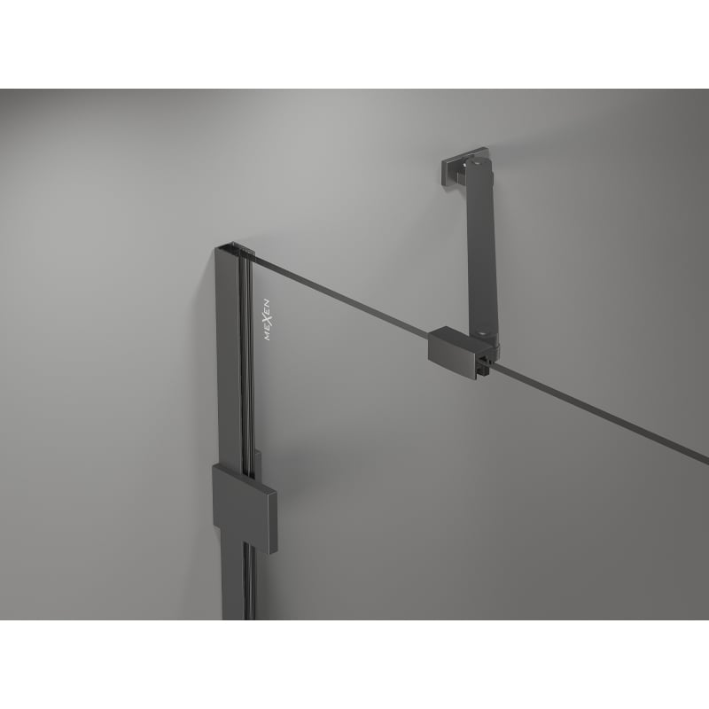 Mexen Lunar cabine de douche pentagonale pivotante gauche 80 x 80 cm, transparent, gun metal - 831-080L-080P-95-00-L