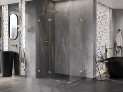 Cabine de Douche Pivotante Mexen Lunar Duo 85 x 80 cm, Transparent, Or - 834-085L-080P-50-00