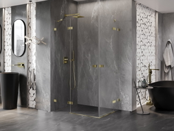 Mexen Lunar Duo cabine de douche pivotante gauche 90 x 70 cm, transparent, or - 834-090L-070P-50-00