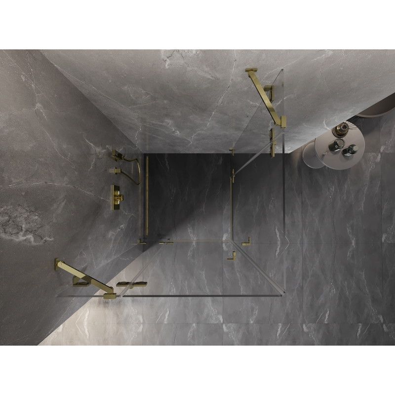 Mexen Lunar Duo cabine de douche pivotante 90 x 90 cm, transparent, or - 834-090L-090P-50-00