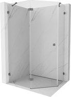 Mexen Lunar cabine de douche pentagonale pivotante à gauche 90 x 80 cm, transparent, métal gun - 831-090L-080P-95-00-L