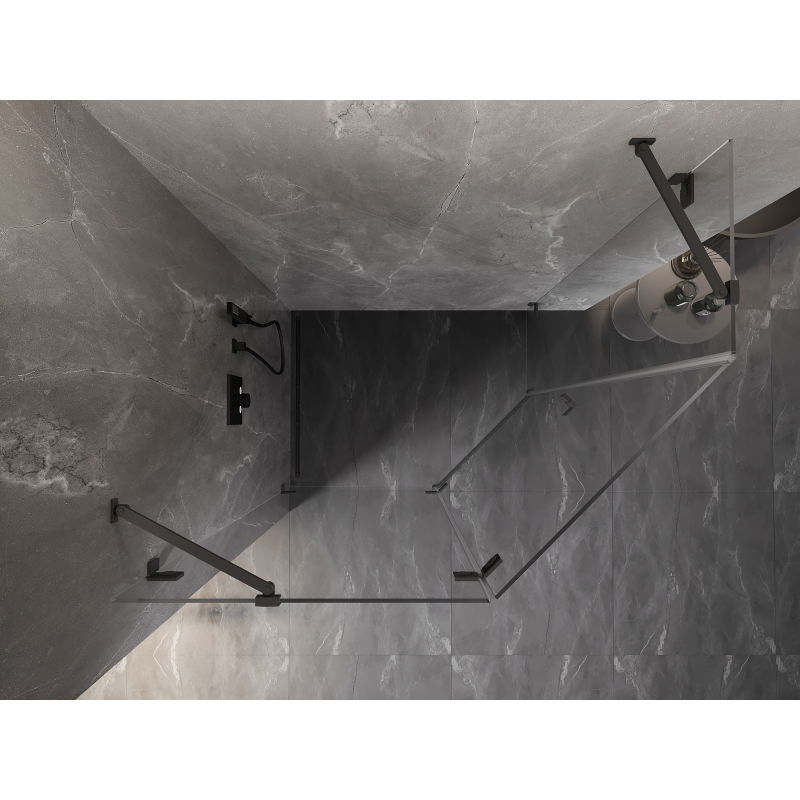 Mexen Lunar cabine de douche pentagonale pivotante gauche 100 x 80 cm, transparent, métal pistolet - 831-100L-080P-95-00-L