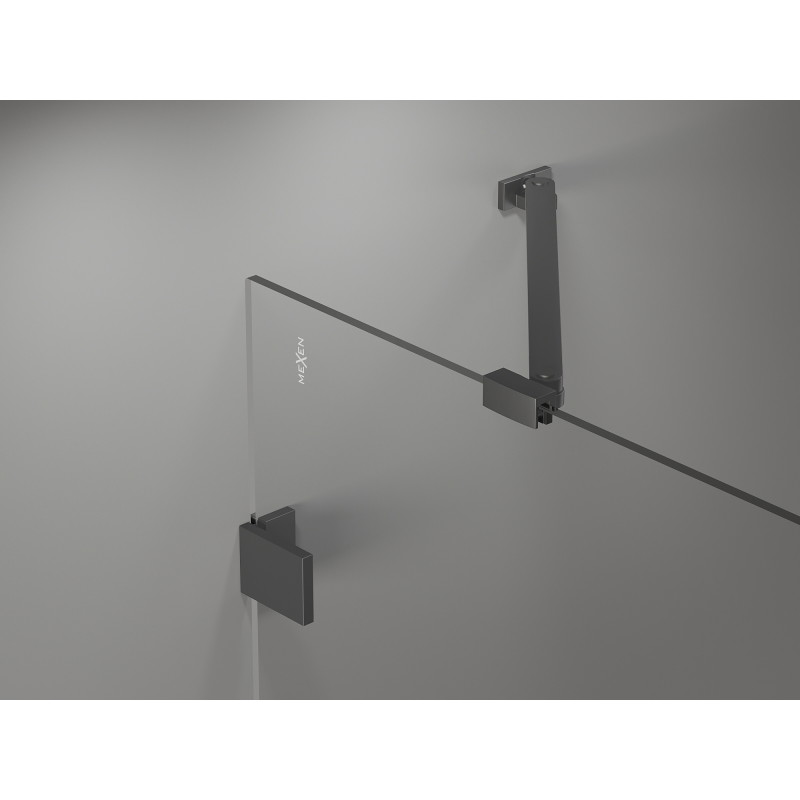 Mexen Lunar cabine de douche pentagonale pivotante gauche 100 x 80 cm, transparent, gun métal - 831-100L-080P-95-00-L