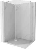 Mexen Lunar cabine de douche pentagonale pivotante gauche 90 x 80 cm, transparent, nickel brossé - 831-090L-080P-97-00-L