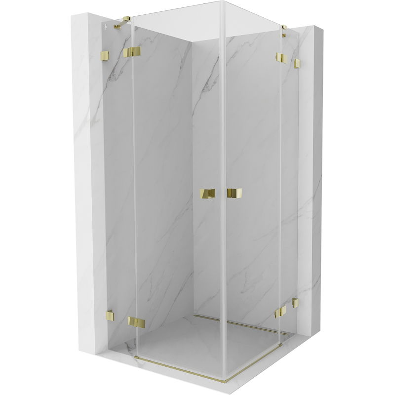 Mexen Lunar Duo cabine de douche pivotante 100 x 100 cm, transparent, dorée - 834-100L-100P-50-00