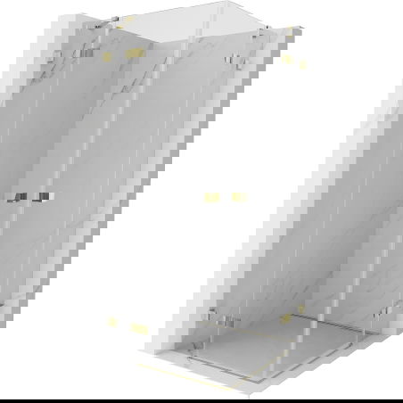 Mexen Lunar Duo cabine de douche pivotante 100 x 100 cm, transparent, dorée - 834-100L-100P-50-00